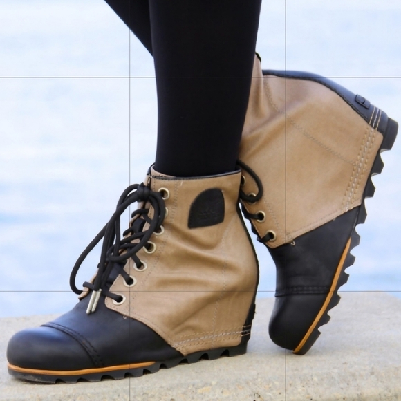 Sorel Joan of Arctic Wedge II PDX Waterproof Lace Up Leather Ankle Booties - Picture 1 of 14